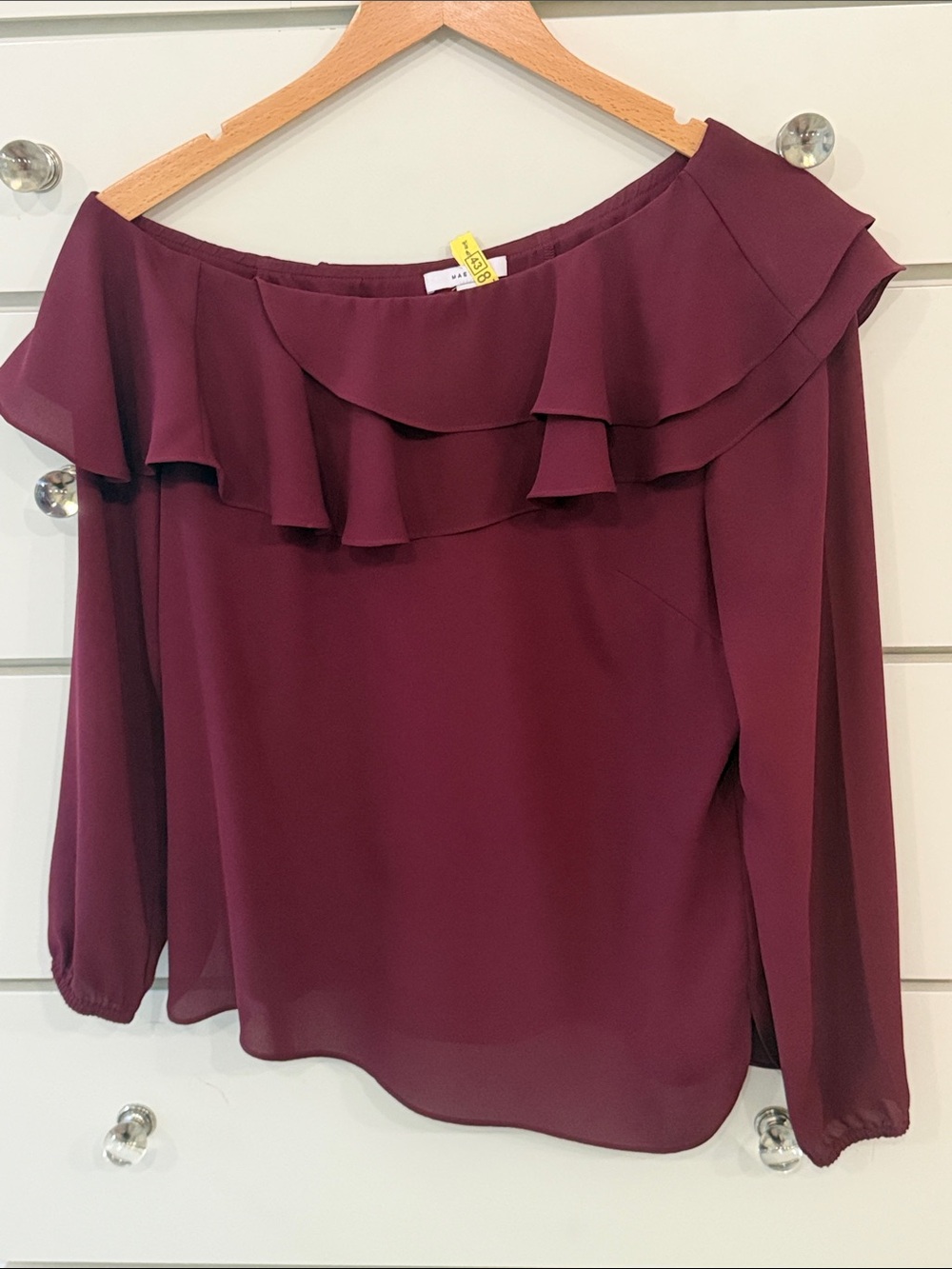 Off-Shoulder Ruffle Blouse - Wine